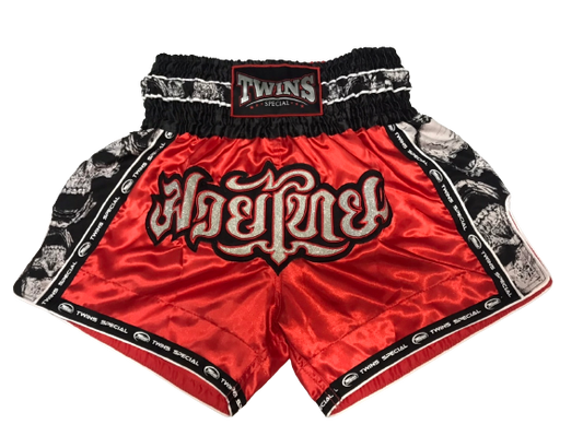 Twins Muay Thai Shorts TBS-SKULL Red